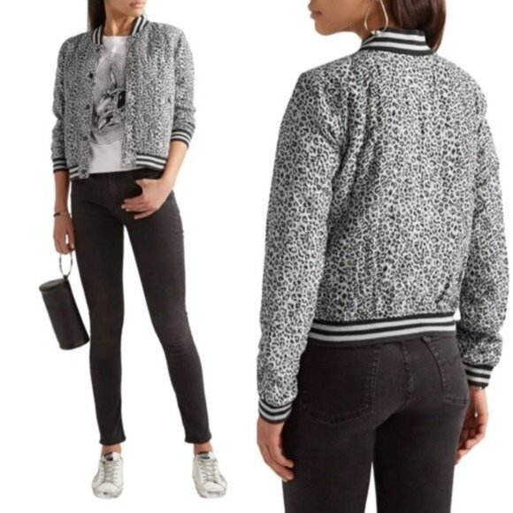 R13 Grey Leopard Shrunken Roadie Jacket in Enzyme Stone Wash - Picture 13 of 13